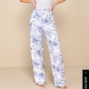 Lulus Countryside Cutie White Floral Print Linen High-Rise Pants